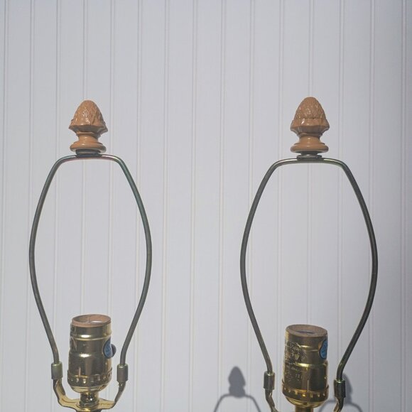 Vtg Pineapple Lamps Coastal Tropical Lamp Pair 3 Way Buffet Table Lightweight - Picture 13 of 17